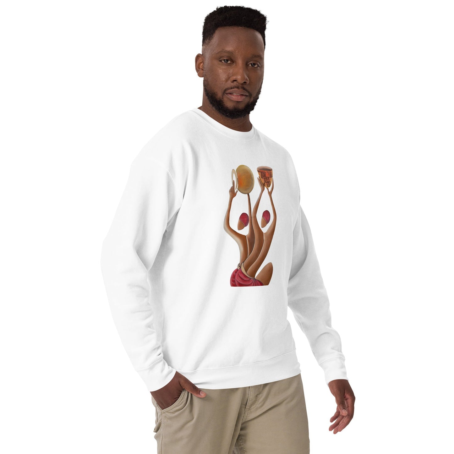 RwandaRenaissance Sweatshirt - Unity and Peace - Pot Makers in White