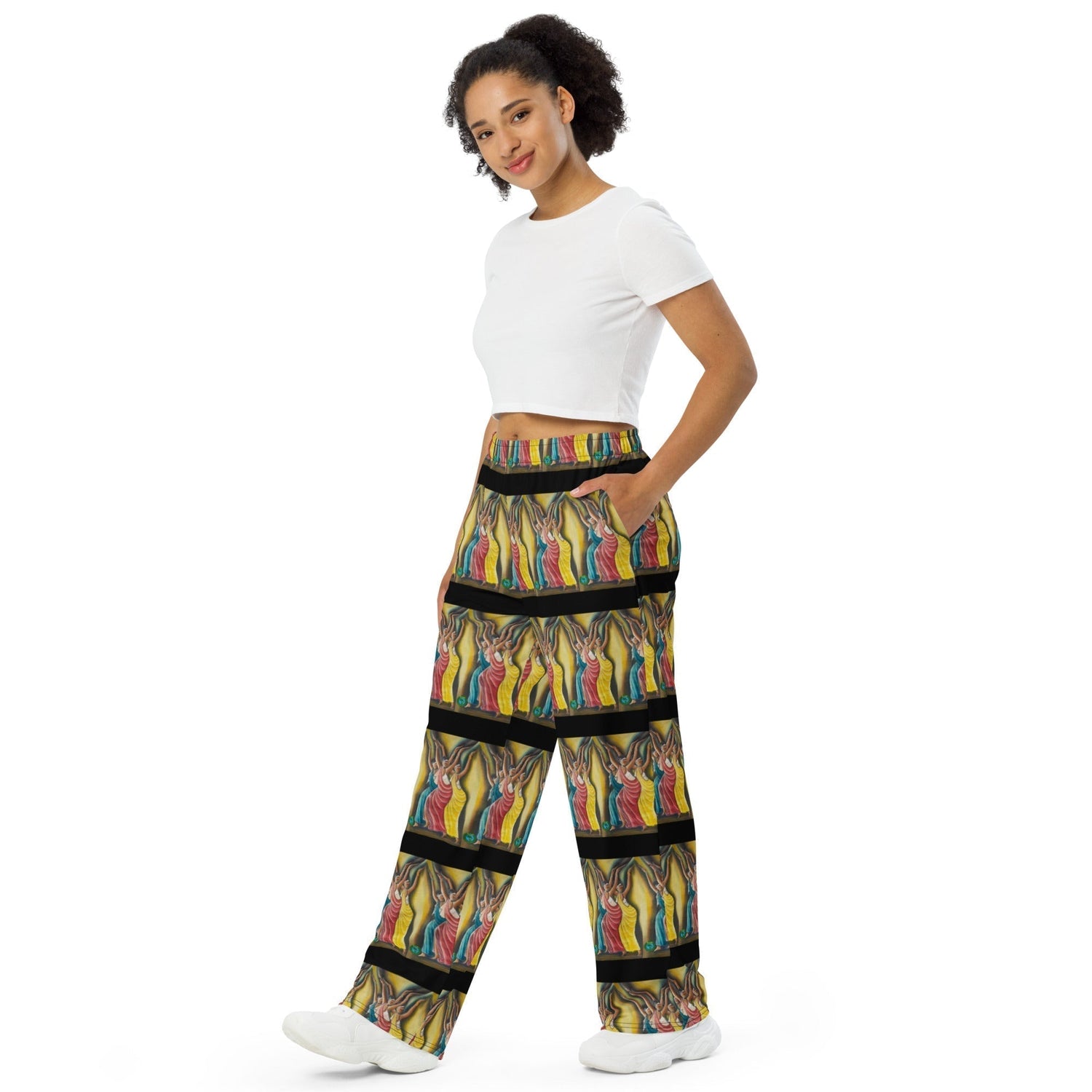 RwandaRenaissance Wide Leg Pants - Elegance in Motion - Angelic Amaraba Dancers in Black