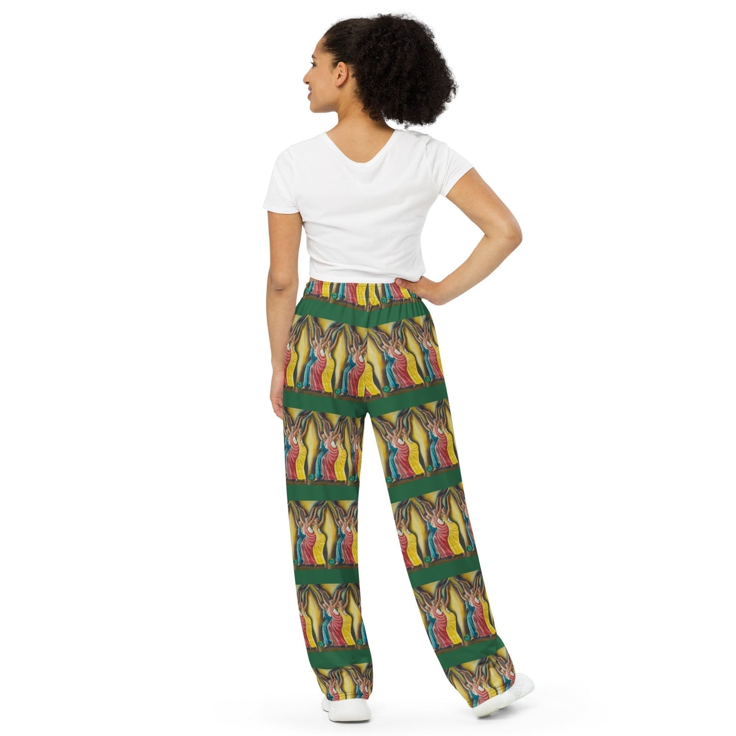 RwandaRenaissance Wide Leg Pants - Elegance in Motion - Angelic Amaraba Dancers in Green