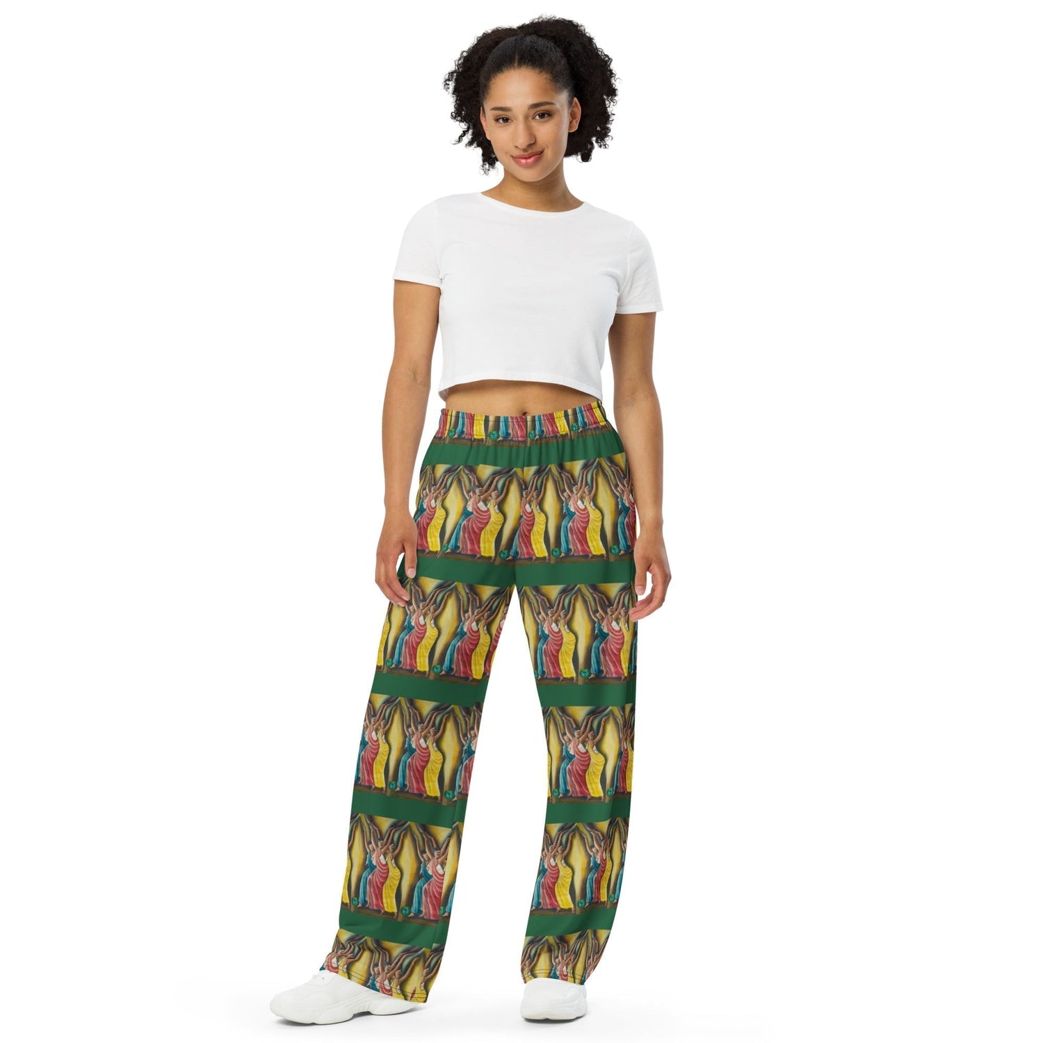 RwandaRenaissance Wide Leg Pants - Elegance in Motion - Angelic Amaraba Dancers in Green