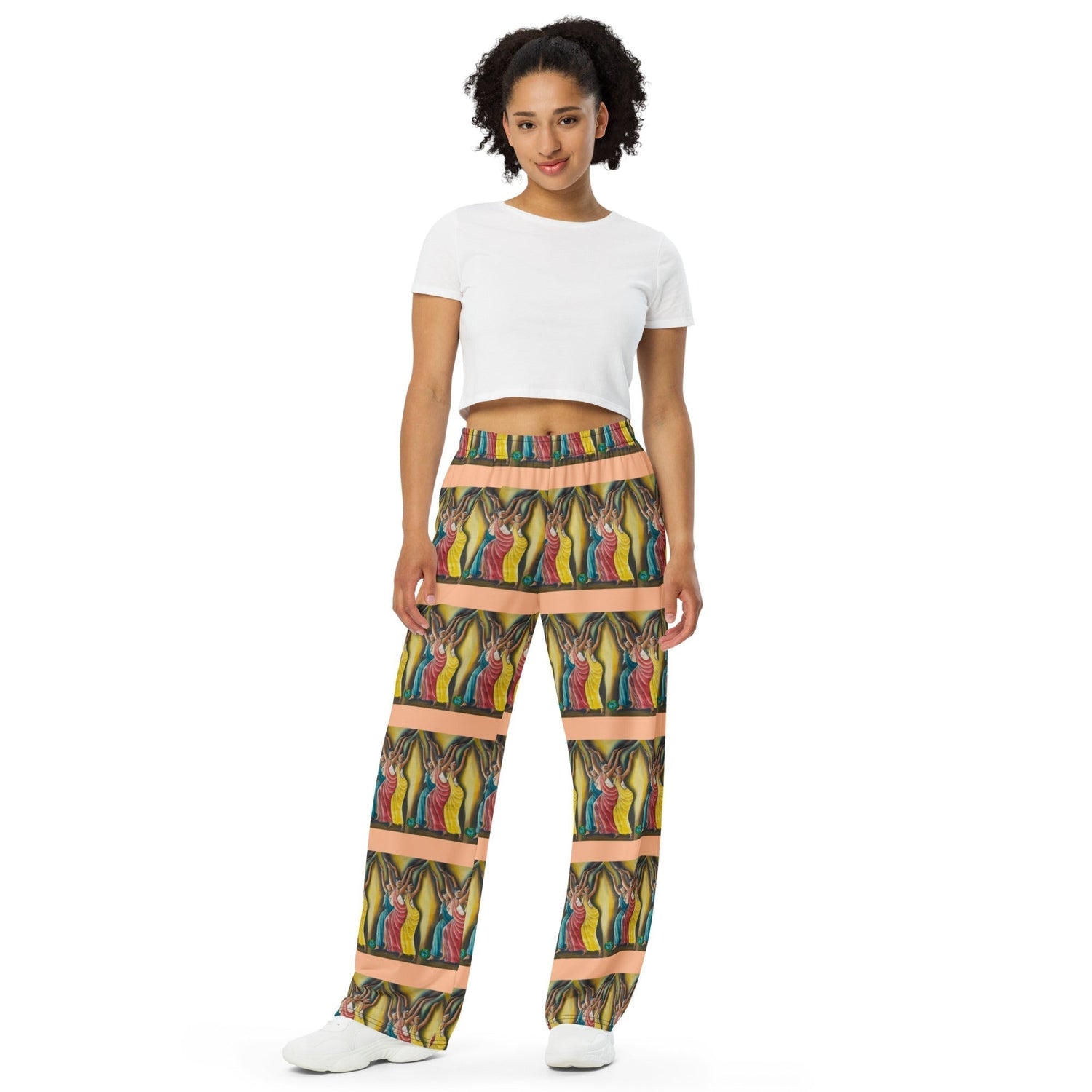 RwandaRenaissance Wide Leg Pants - Elegance in Motion - Angelic Amaraba Dancers in Peach Fuzz